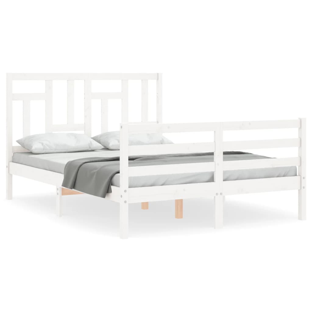 Cadre de lit sans matelas blanc 120x200 cm bois massif - XIOS