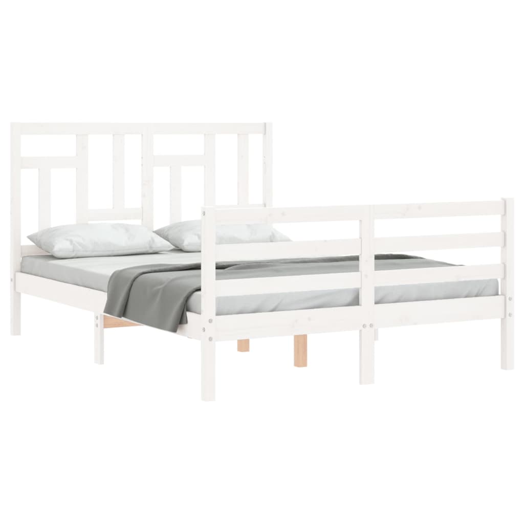 Cadre de lit sans matelas blanc 120x200 cm bois massif - XIOS