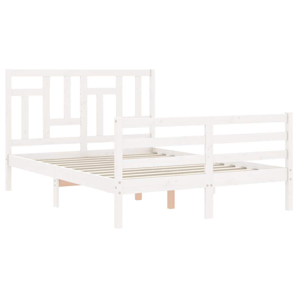 Cadre de lit sans matelas blanc 120x200 cm bois massif - XIOS