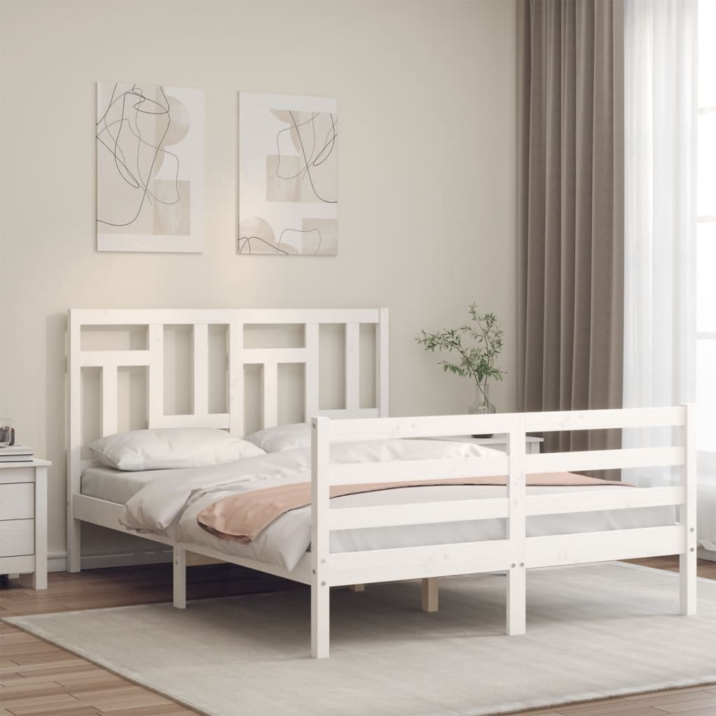 Cadre de lit sans matelas blanc 120x200 cm bois massif - XIOS