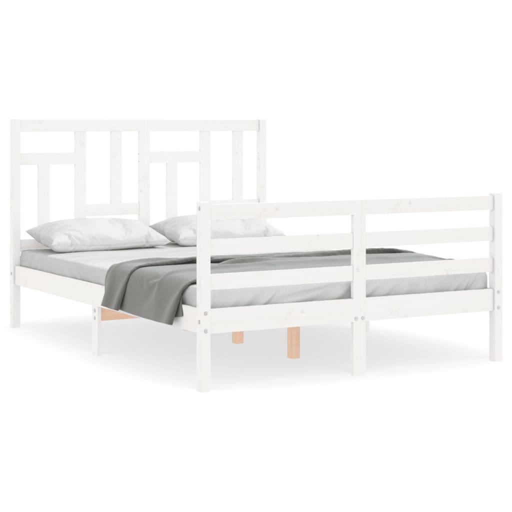 Cadre de lit sans matelas blanc 140x200 cm bois massif - XIOS