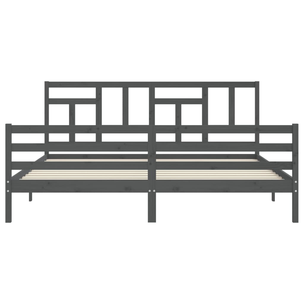 Cadre de lit sans matelas gris 200x200 cm bois massif - XIOS