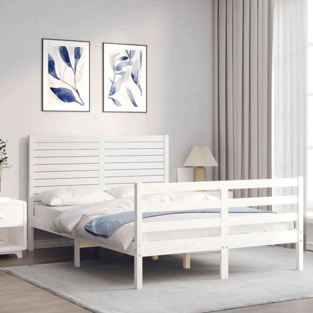 Cadre de lit sans matelas blanc 120x200 cm bois massif - XIOS