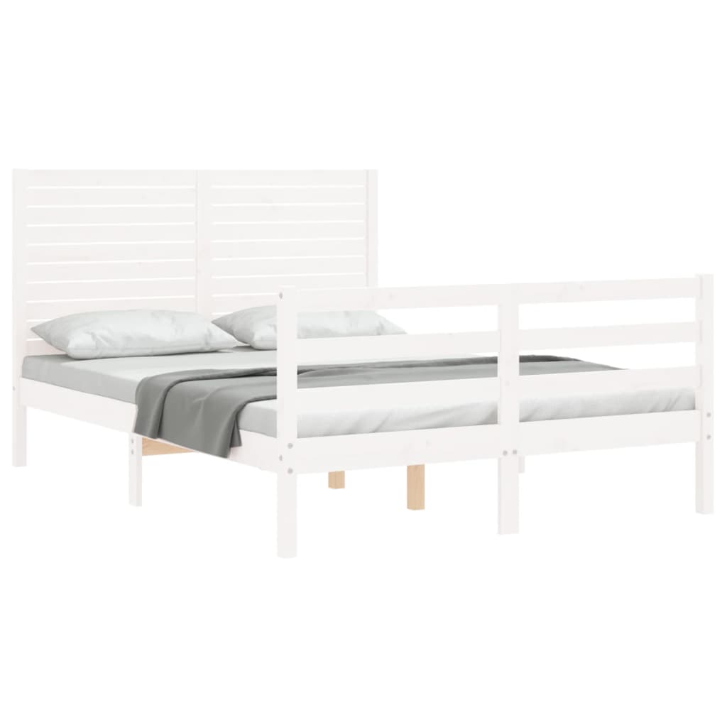 Cadre de lit sans matelas blanc 120x200 cm bois massif - XIOS