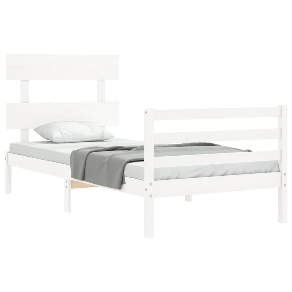 Cadre de lit sans matelas blanc 100x200 cm bois massif - XIOS