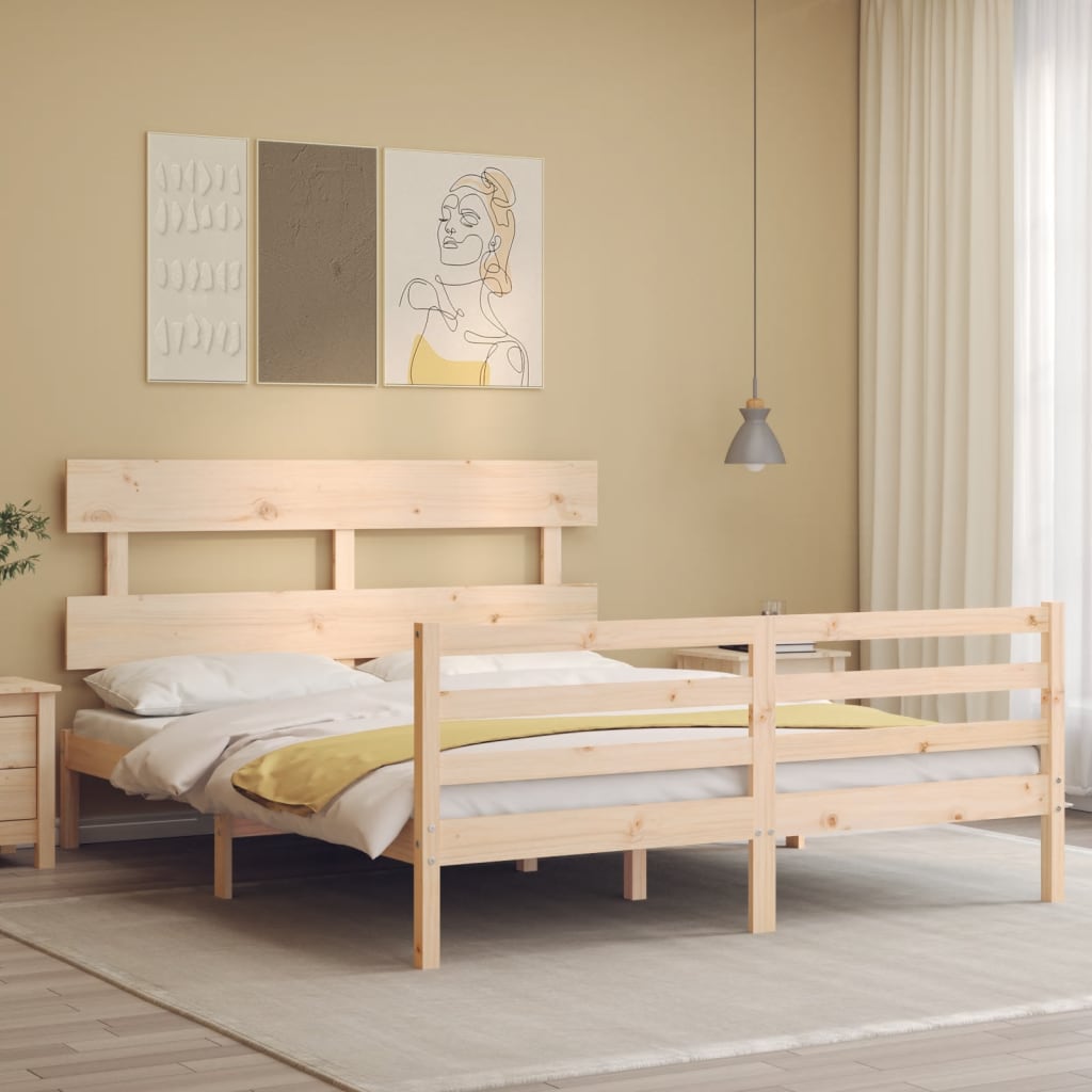 Cadre de lit sans matelas 160x200 cm bois massif - XIOS