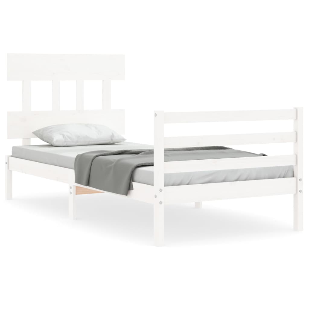 Cadre de lit sans matelas blanc 100x200 cm bois massif - XIOS
