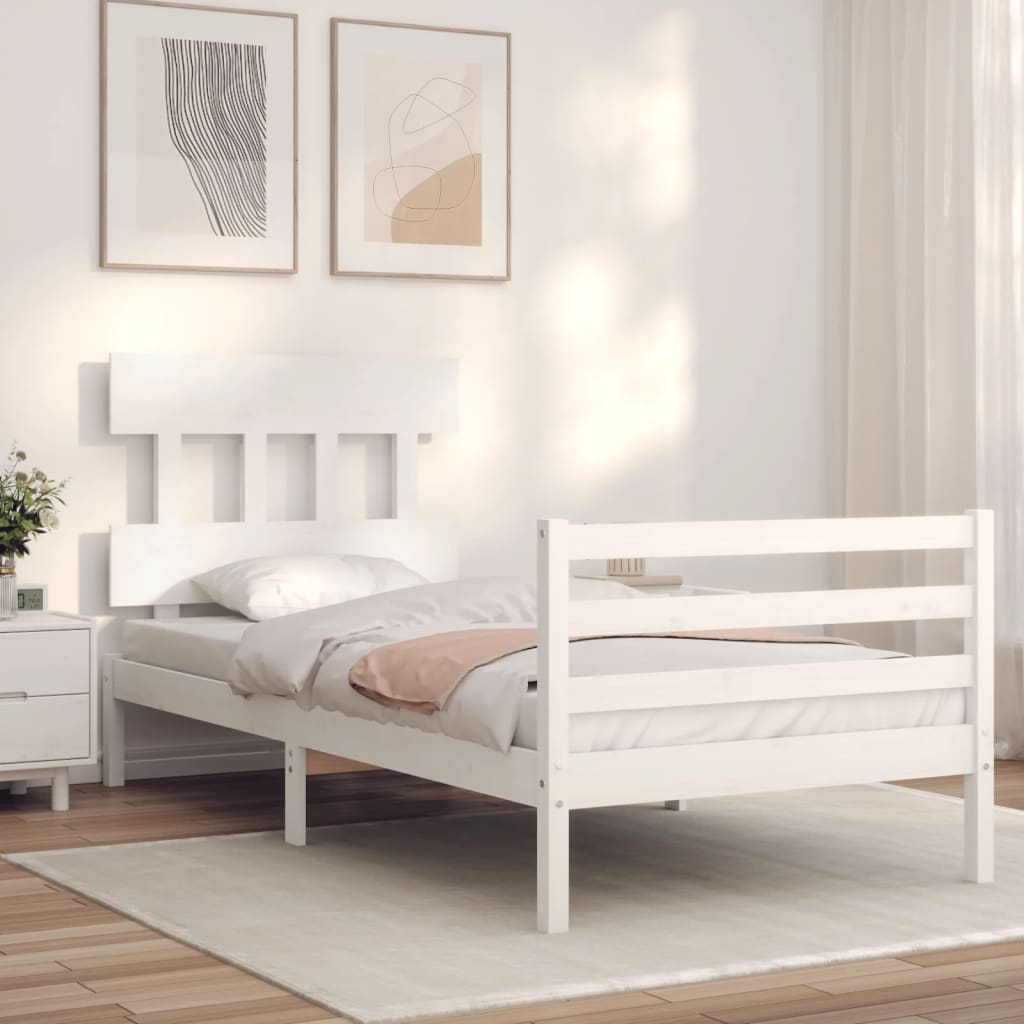 Cadre de lit sans matelas blanc 100x200 cm bois massif - XIOS