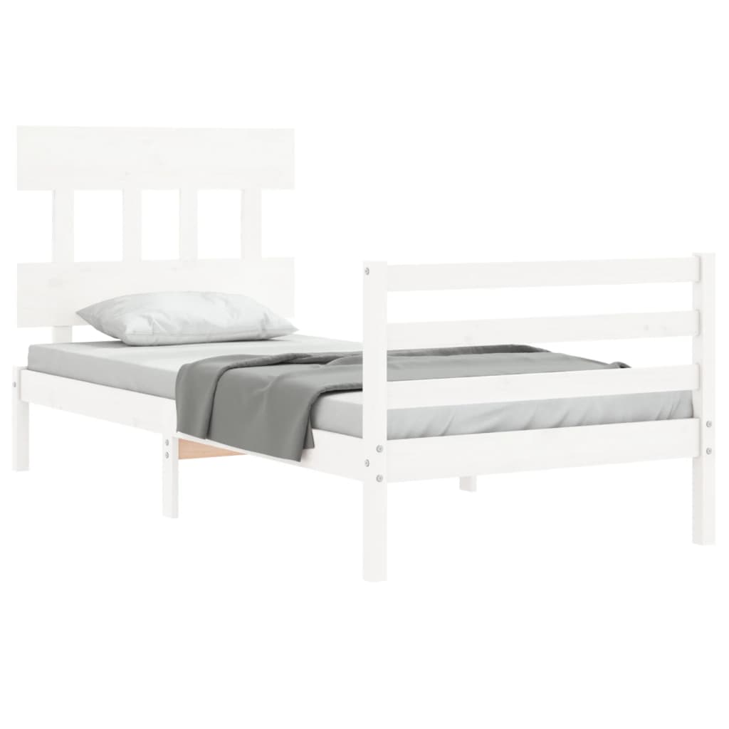Cadre de lit sans matelas blanc 100x200 cm bois massif - XIOS