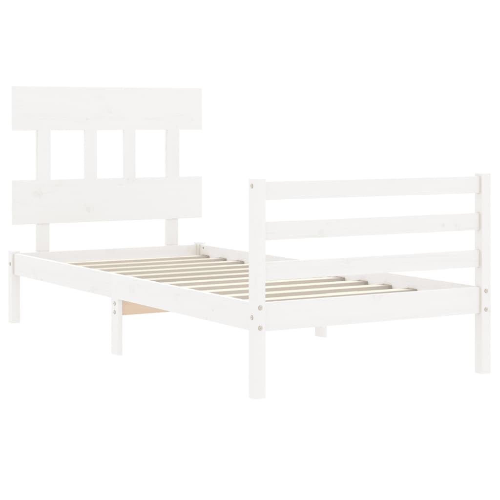 Cadre de lit sans matelas blanc 100x200 cm bois massif - XIOS