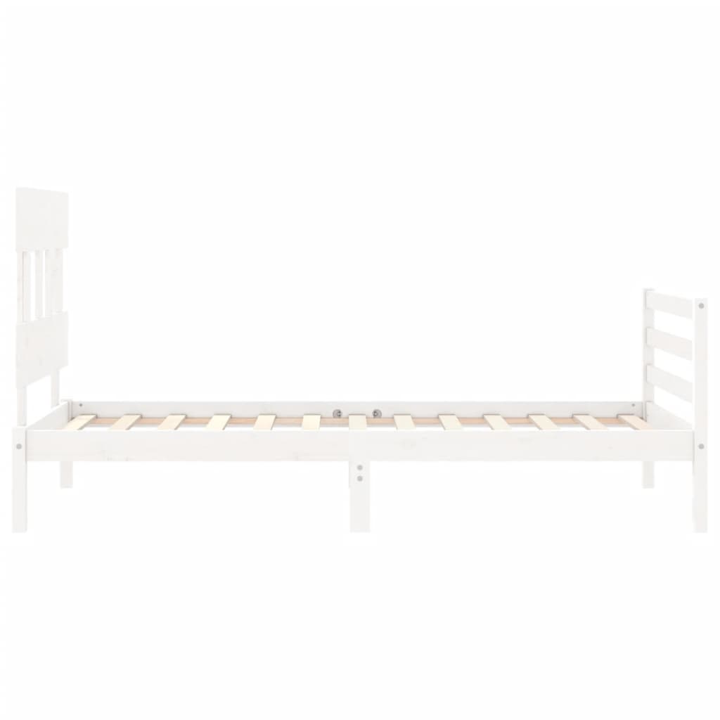 Cadre de lit sans matelas blanc 100x200 cm bois massif - XIOS