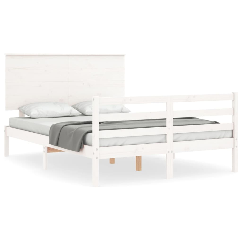 Cadre de lit sans matelas blanc 120x200 cm bois massif - XIOS