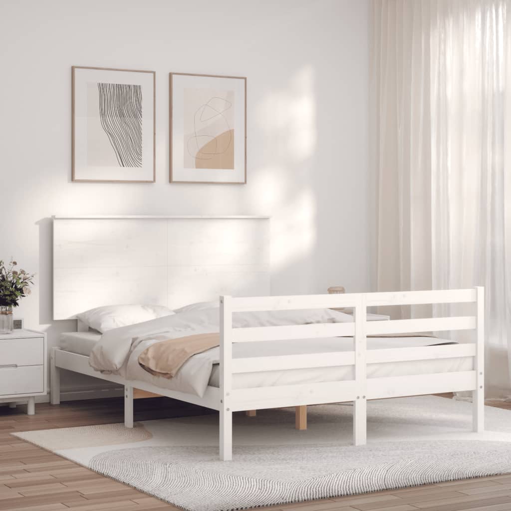 Cadre de lit sans matelas blanc 120x200 cm bois massif - XIOS