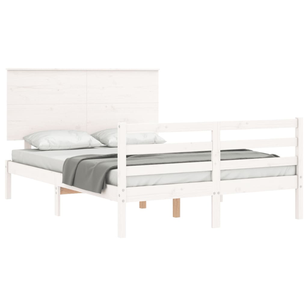 Cadre de lit sans matelas blanc 120x200 cm bois massif - XIOS