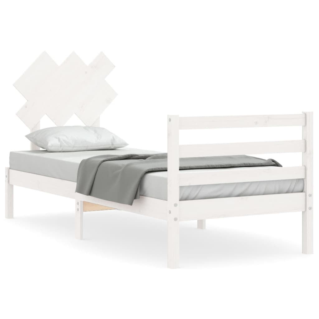 Cadre de lit sans matelas blanc 90x200 cm bois massif - XIOS