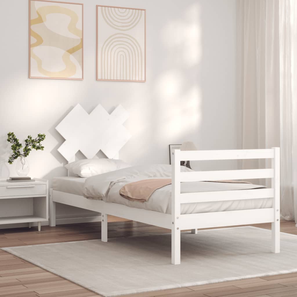 Cadre de lit sans matelas blanc 90x200 cm bois massif - XIOS
