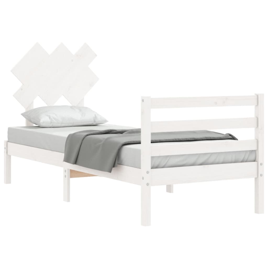 Cadre de lit sans matelas blanc 90x200 cm bois massif - XIOS