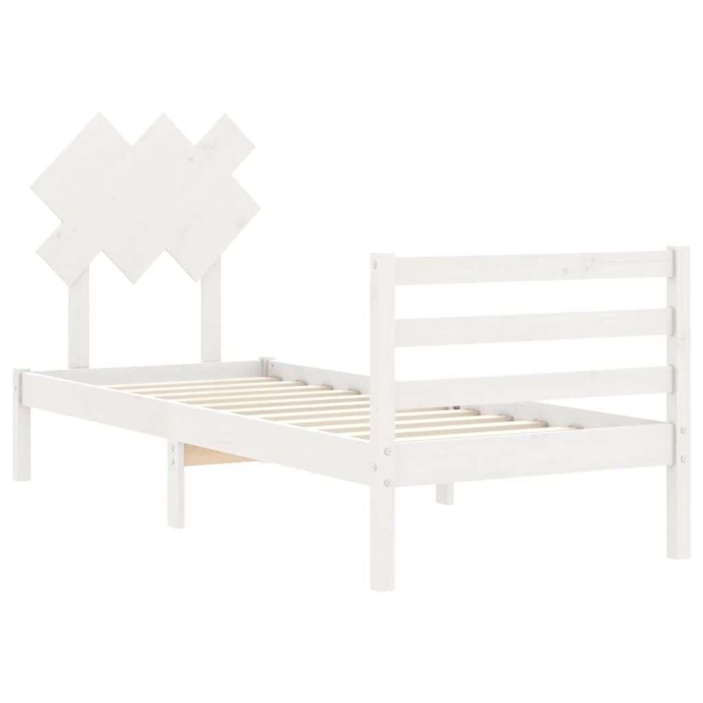 Cadre de lit sans matelas blanc 90x200 cm bois massif - XIOS