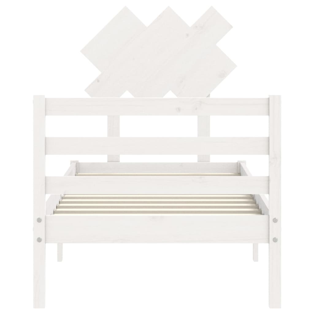 Cadre de lit sans matelas blanc 90x200 cm bois massif - XIOS