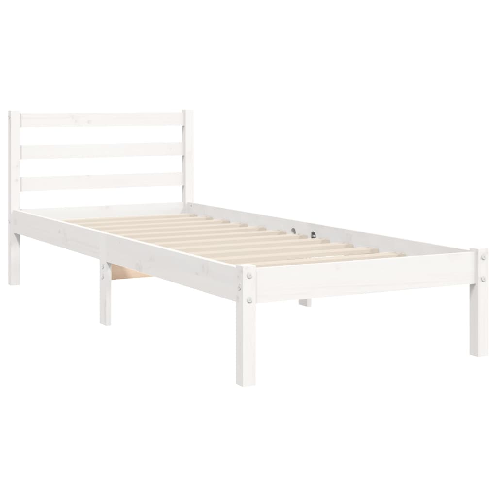 Cadre de lit sans matelas blanc 90x200 cm bois massif - XIOS