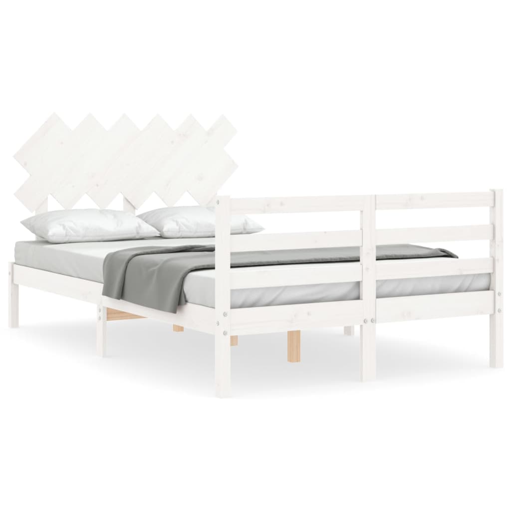 Cadre de lit sans matelas blanc 120x200 cm bois massif - XIOS