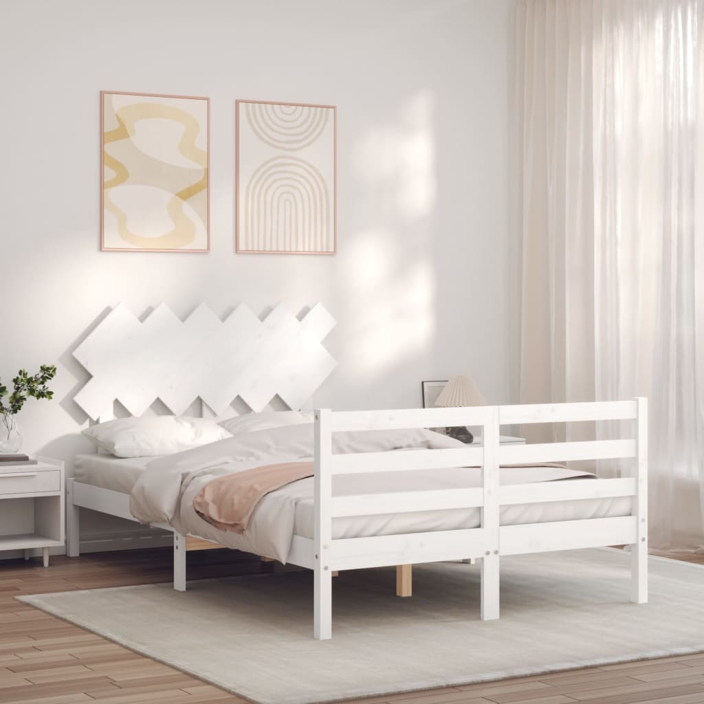 Cadre de lit sans matelas blanc 120x200 cm bois massif - XIOS