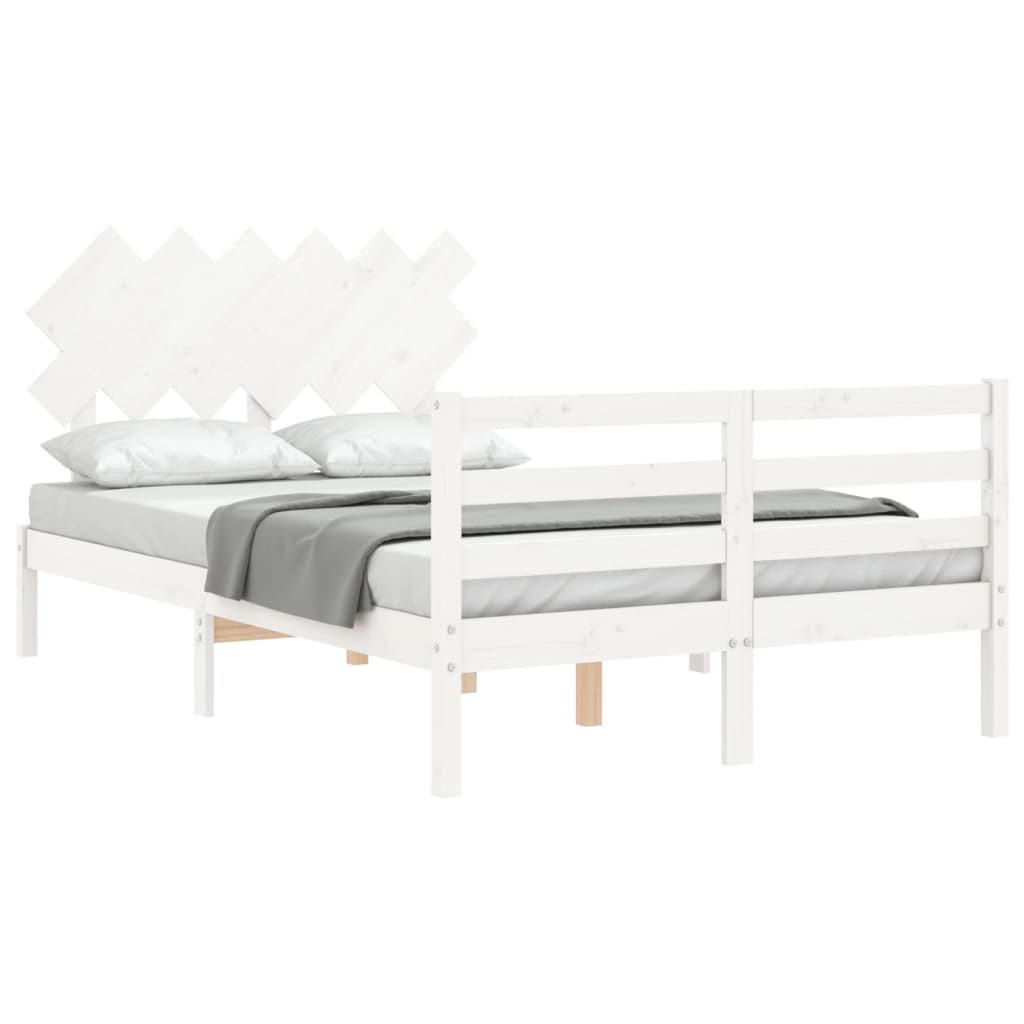 Cadre de lit sans matelas blanc 120x200 cm bois massif - XIOS