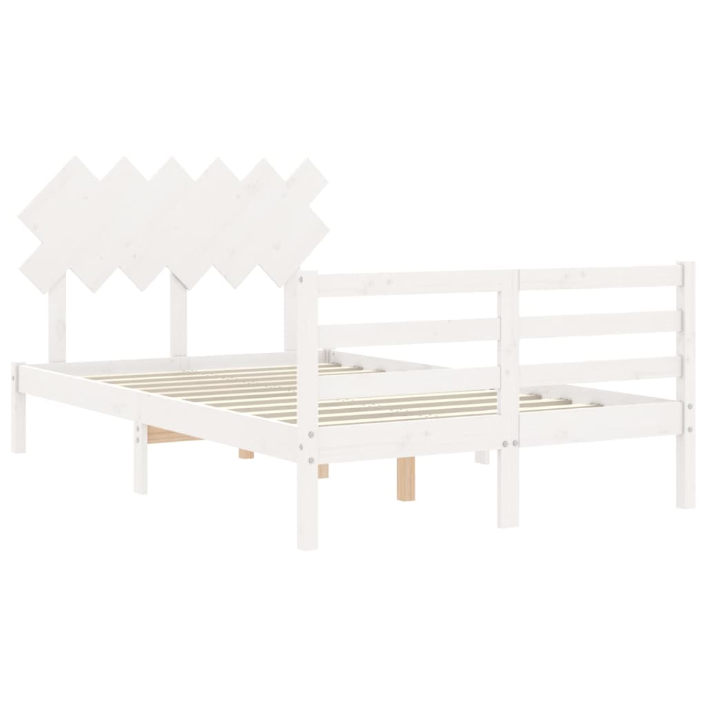 Cadre de lit sans matelas blanc 120x200 cm bois massif - XIOS