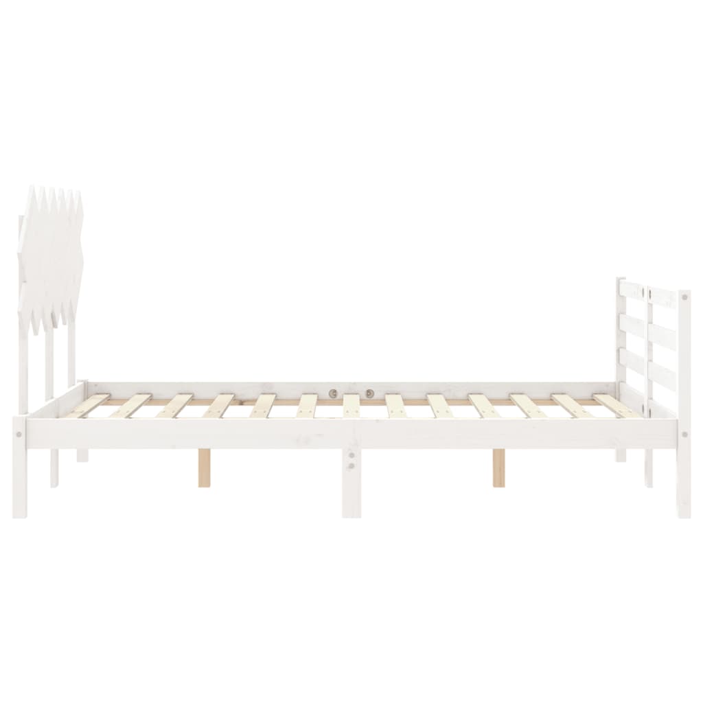 Cadre de lit sans matelas blanc 120x200 cm bois massif - XIOS