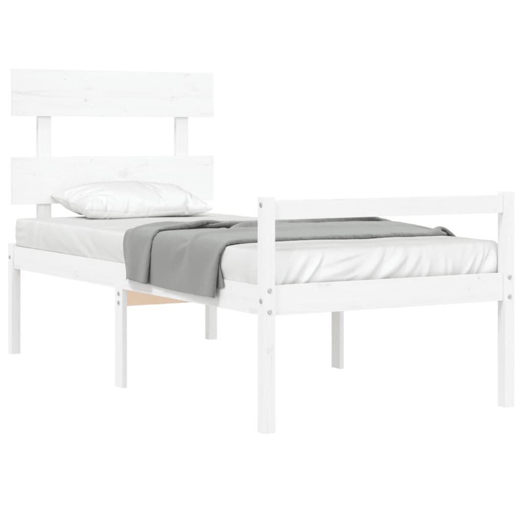 Lit pour personne âgée sans matelas blanc bois massif - XIOS