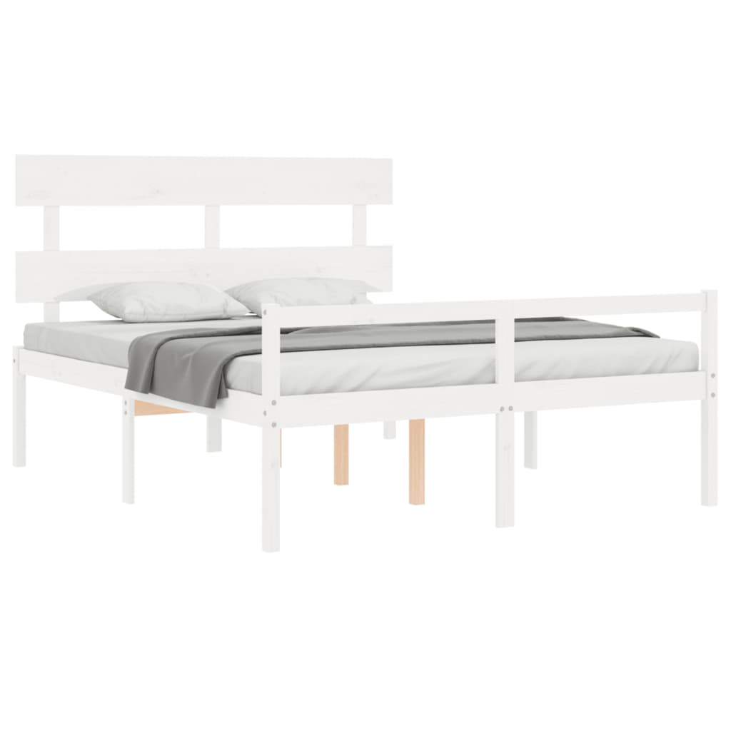 Lit pour personne âgée sans matelas blanc 160x200cm bois massif - XIOS