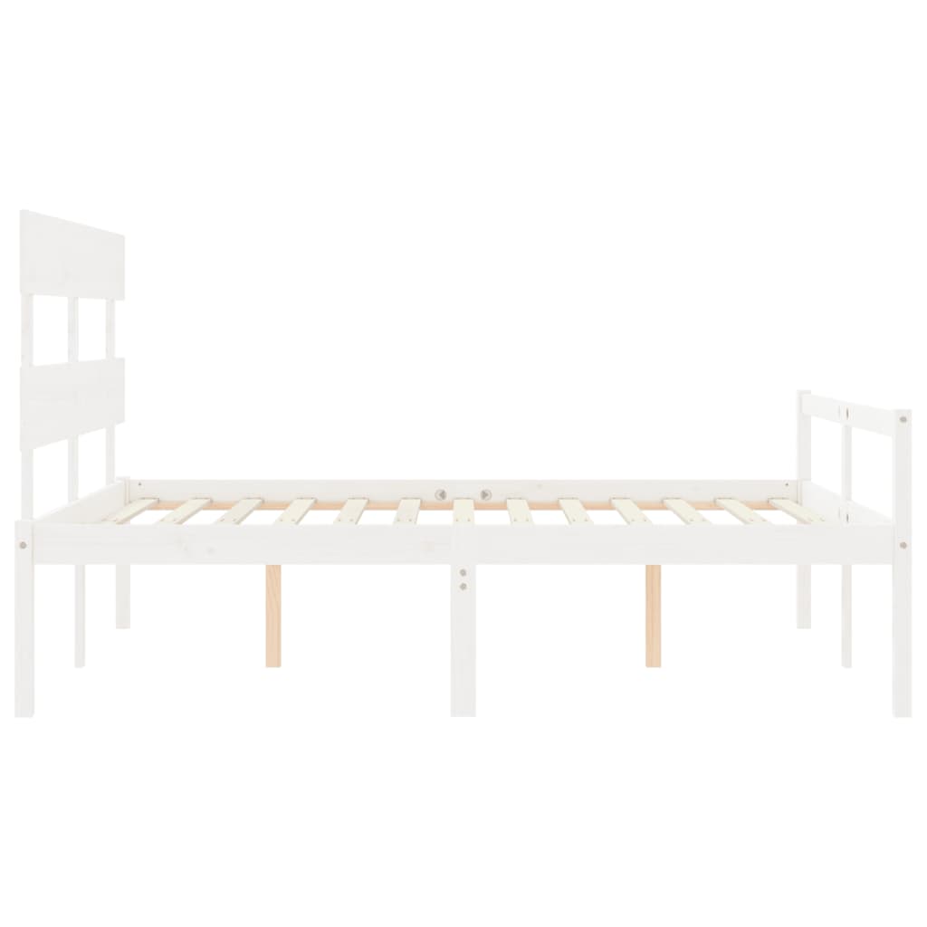 Lit pour personne âgée sans matelas blanc 160x200cm bois massif - XIOS