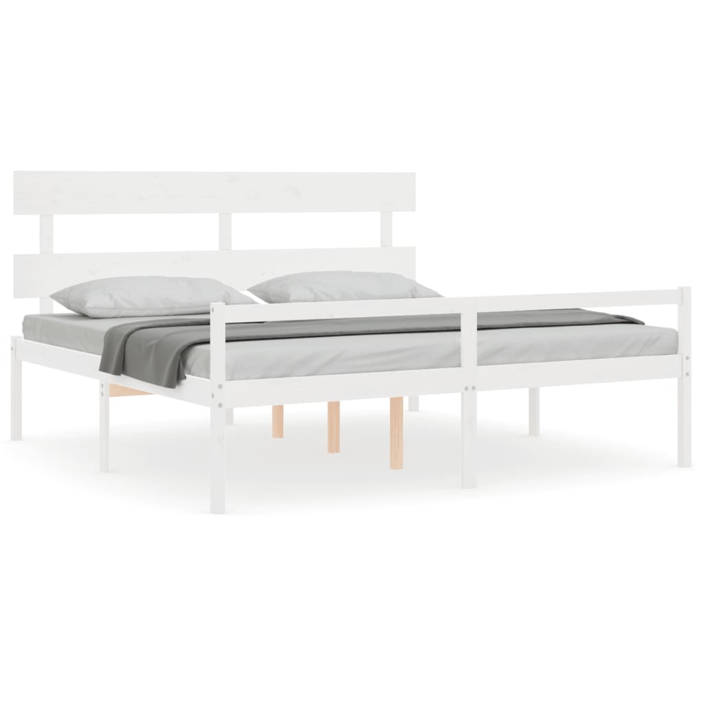 Lit pour personne âgée sans matelas blanc 200x200cm bois massif - XIOS