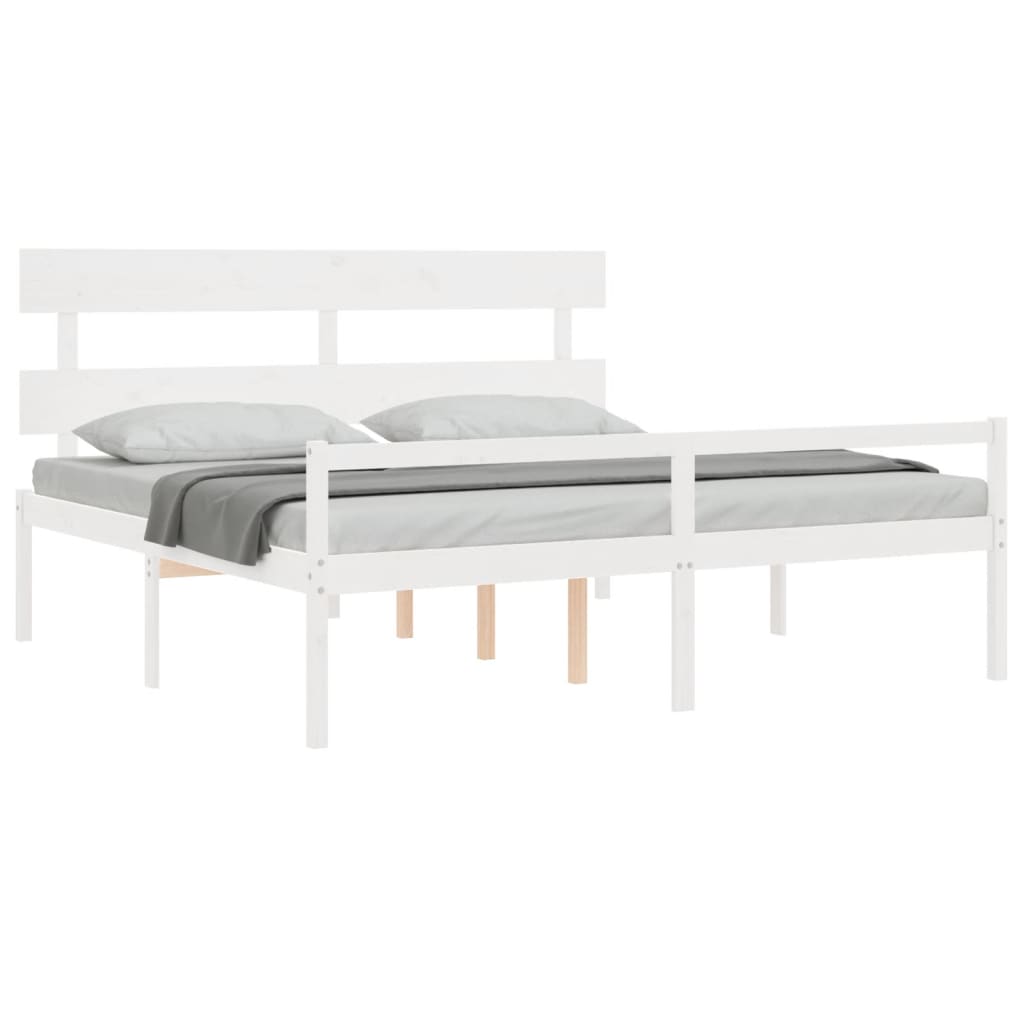 Lit pour personne âgée sans matelas blanc 200x200cm bois massif - XIOS
