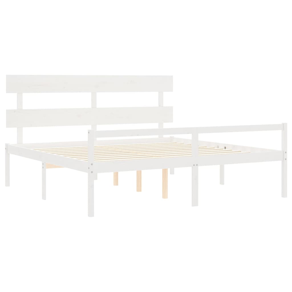 Lit pour personne âgée sans matelas blanc 200x200cm bois massif - XIOS