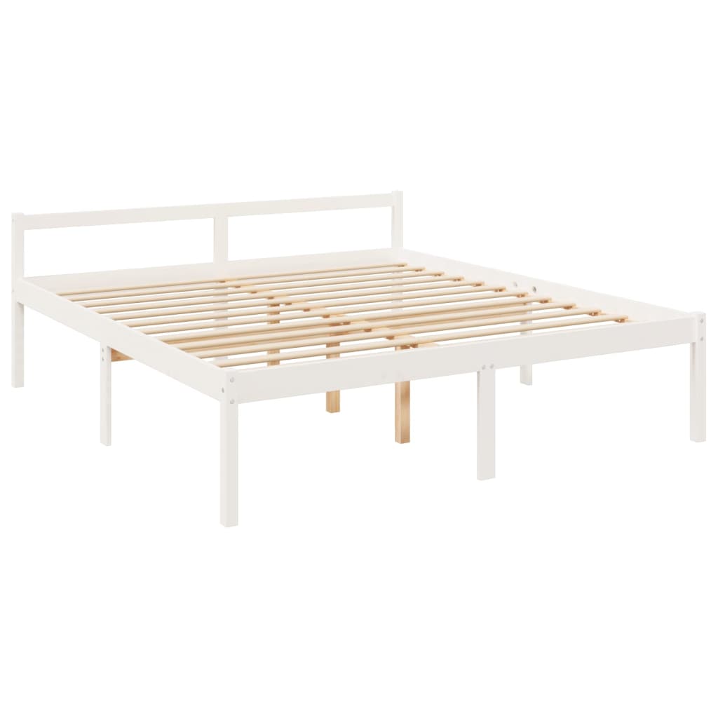Lit pour personne âgée sans matelas blanc 200x200cm bois massif - XIOS