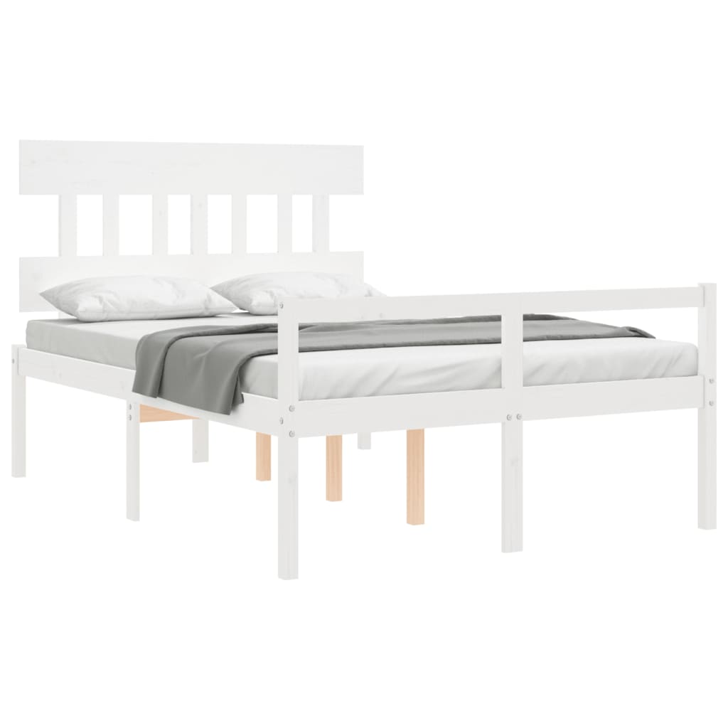 Lit pour personne âgée sans matelas blanc 140x190cm bois massif - XIOS