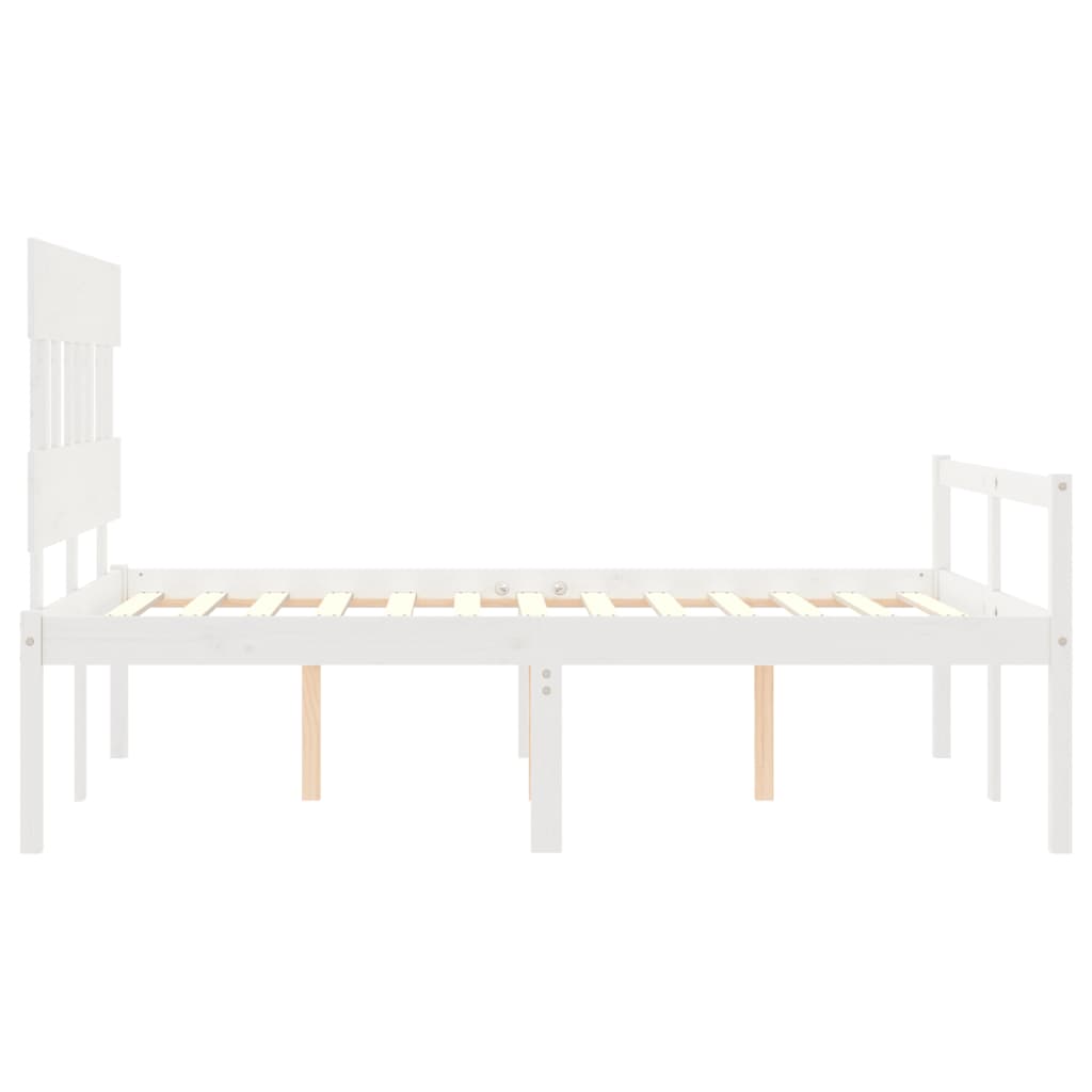 Lit pour personne âgée sans matelas blanc 140x190cm bois massif - XIOS