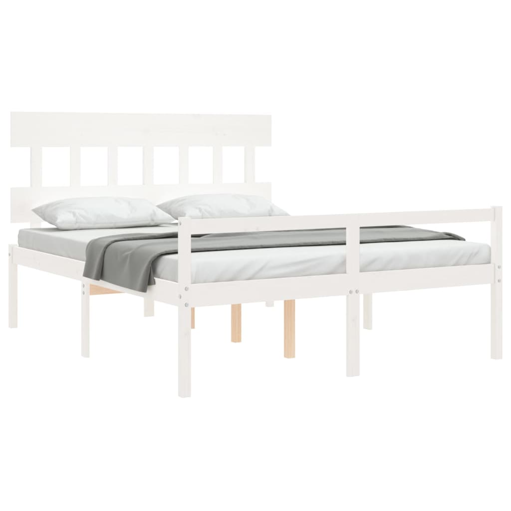 Lit pour personne âgée sans matelas blanc 160x200cm bois massif - XIOS