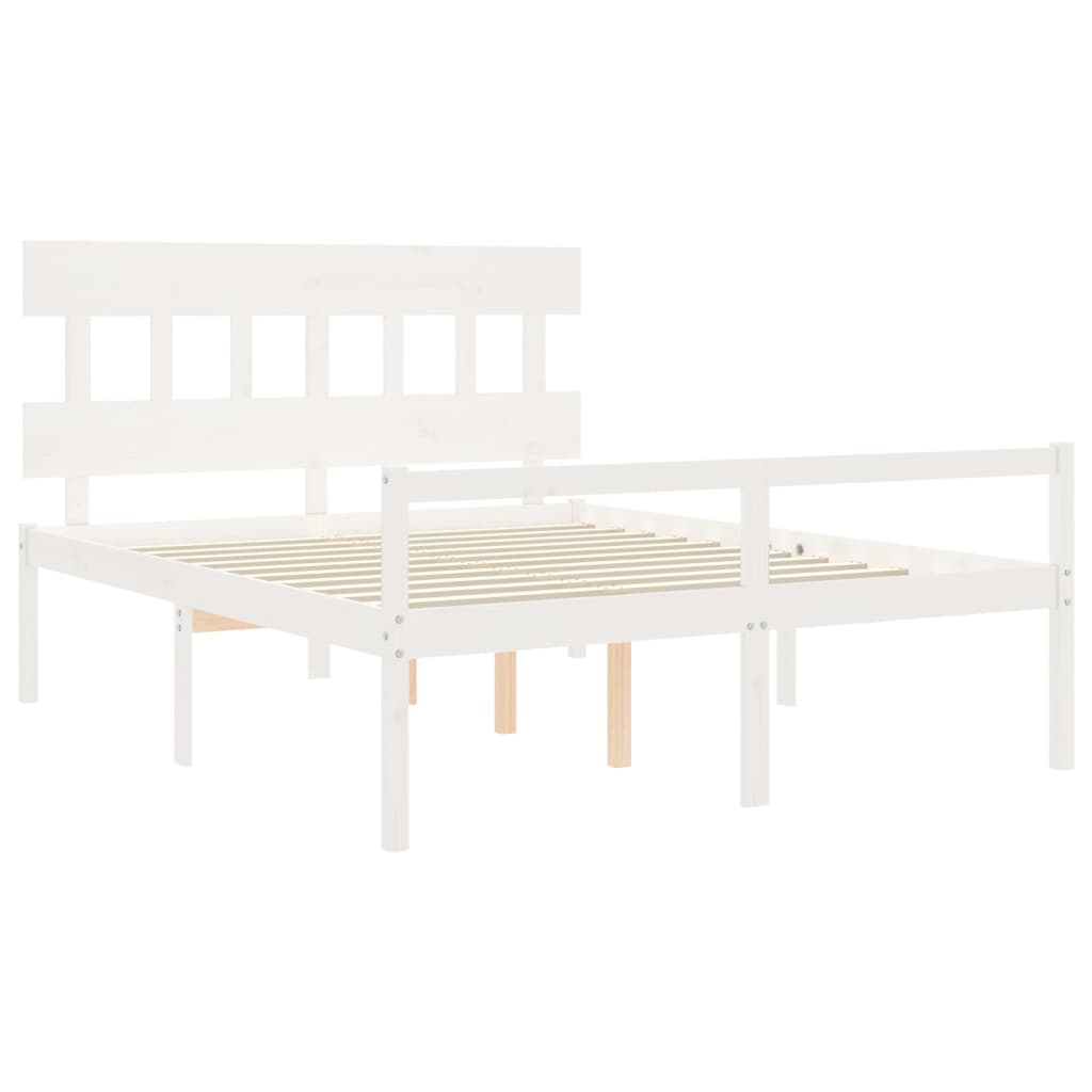 Lit pour personne âgée sans matelas blanc 160x200cm bois massif - XIOS