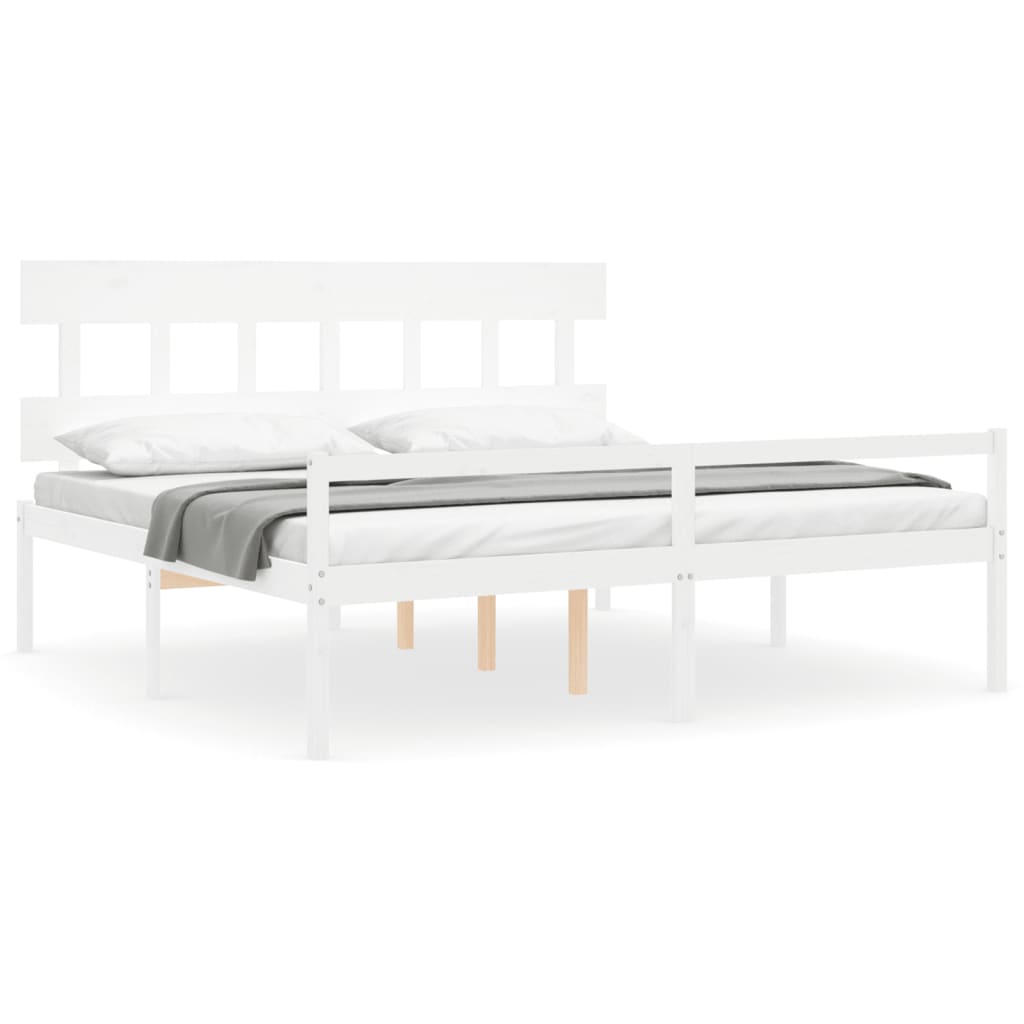 Lit pour personne âgée sans matelas blanc 200x200cm bois massif - XIOS
