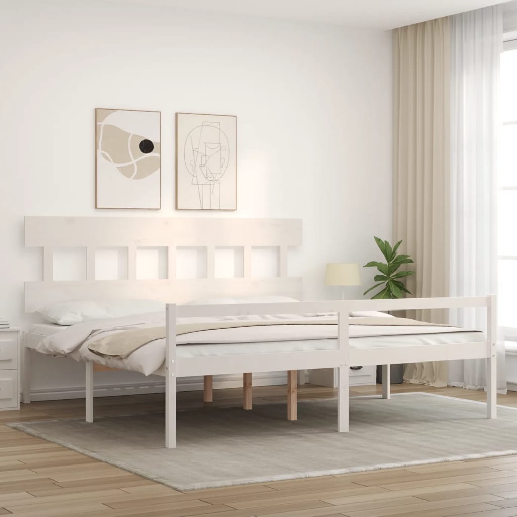 Lit pour personne âgée sans matelas blanc 200x200cm bois massif - XIOS