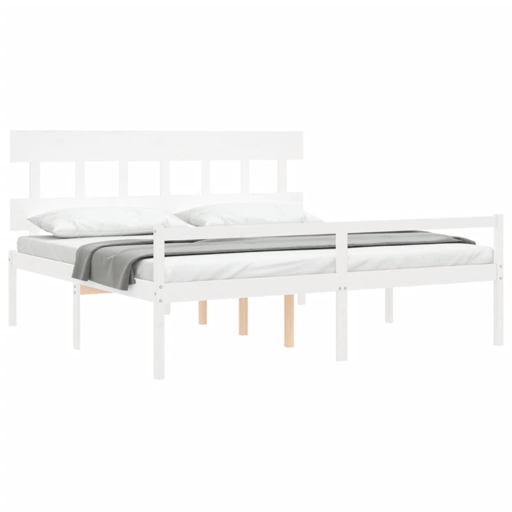 Lit pour personne âgée sans matelas blanc 200x200cm bois massif - XIOS