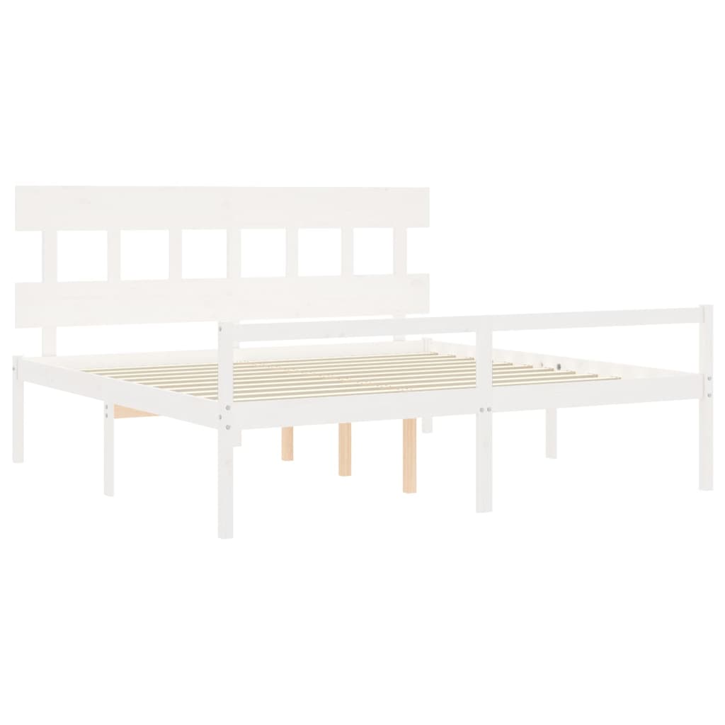 Lit pour personne âgée sans matelas blanc 200x200cm bois massif - XIOS