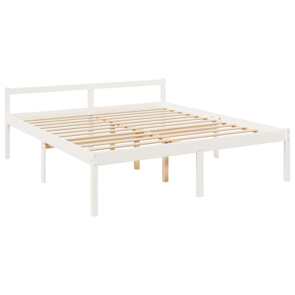 Lit pour personne âgée sans matelas blanc 200x200cm bois massif - XIOS
