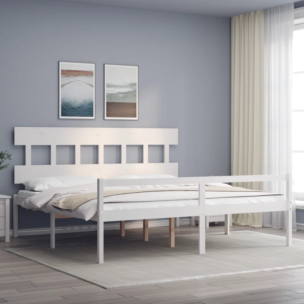 Lit pour personne âgée sans matelas blanc 200x200cm bois massif - XIOS