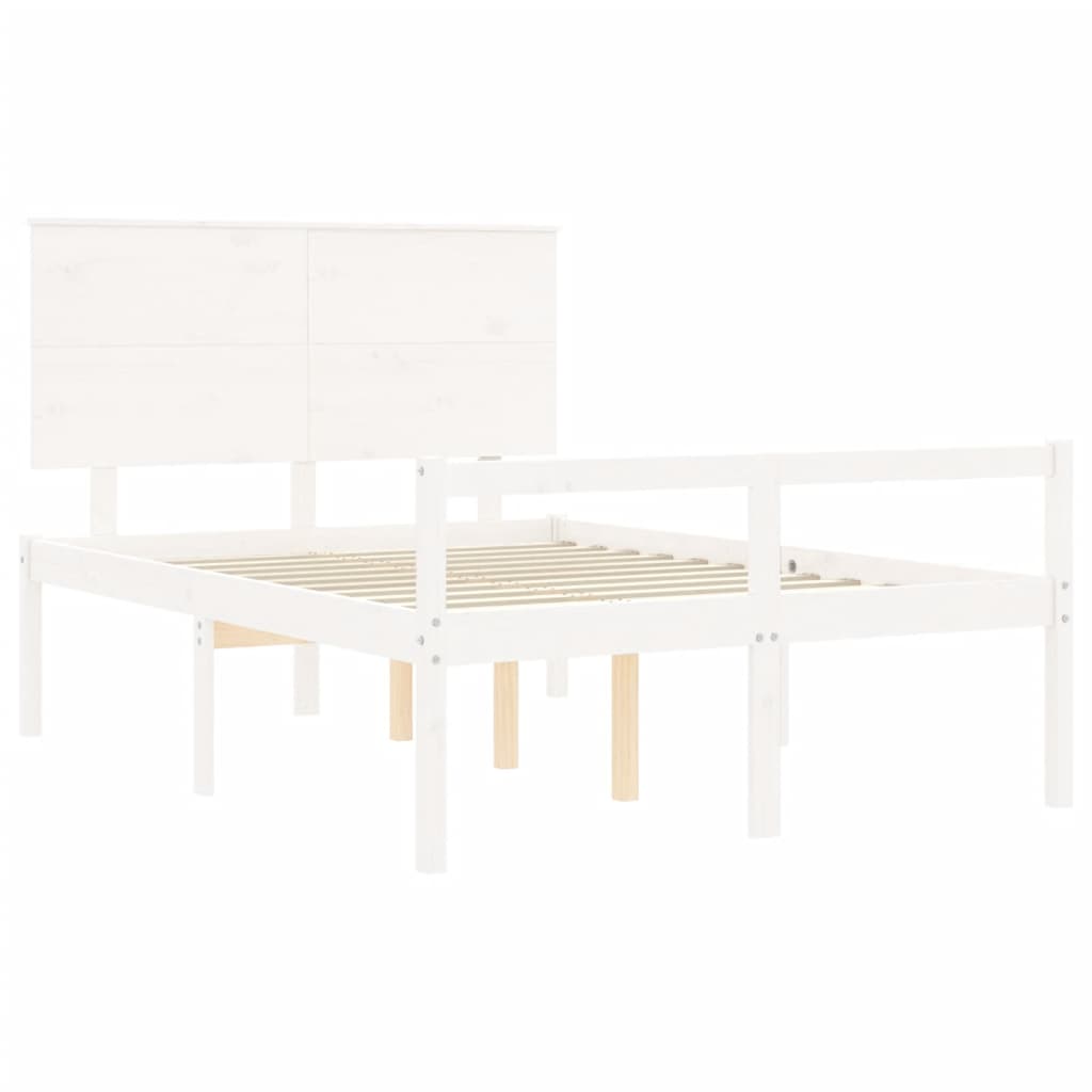 Lit pour personne âgée sans matelas blanc 140x190cm bois massif - XIOS