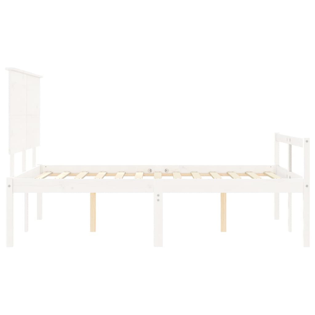 Lit pour personne âgée sans matelas blanc 140x190cm bois massif - XIOS