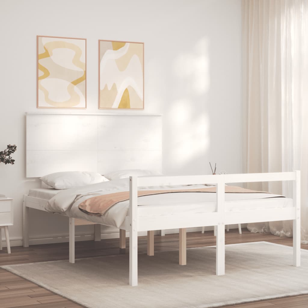 Lit pour personne âgée sans matelas blanc 120x200cm bois massif - XIOS