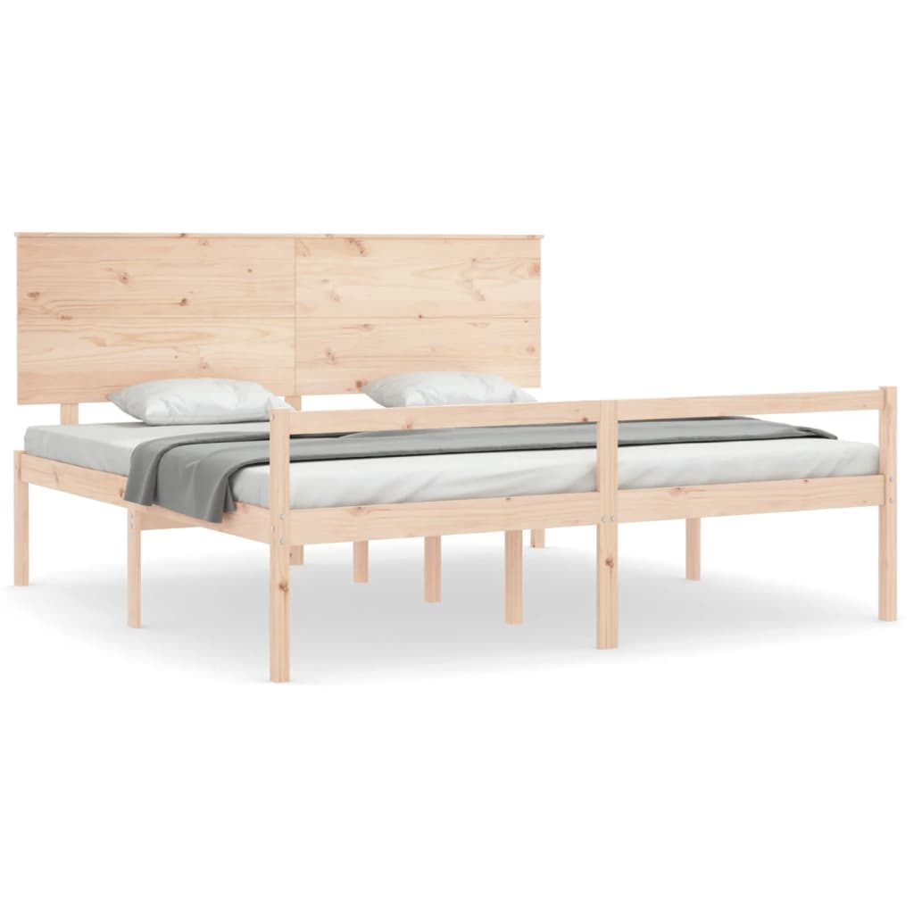 Lit pour personne âgée et tête de lit 200x200 cm bois massif - XIOS